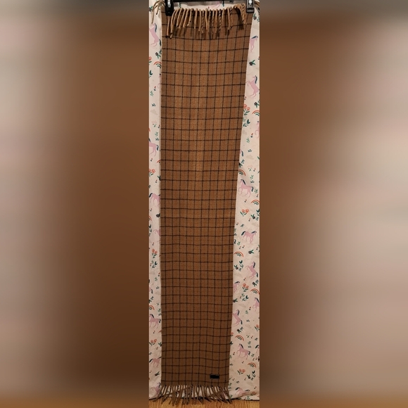 Vintage Y2K Coach Brown Merino Wool & Cashmere Casual Neutral Boho Scarf Wrap - Picture 5 of 8